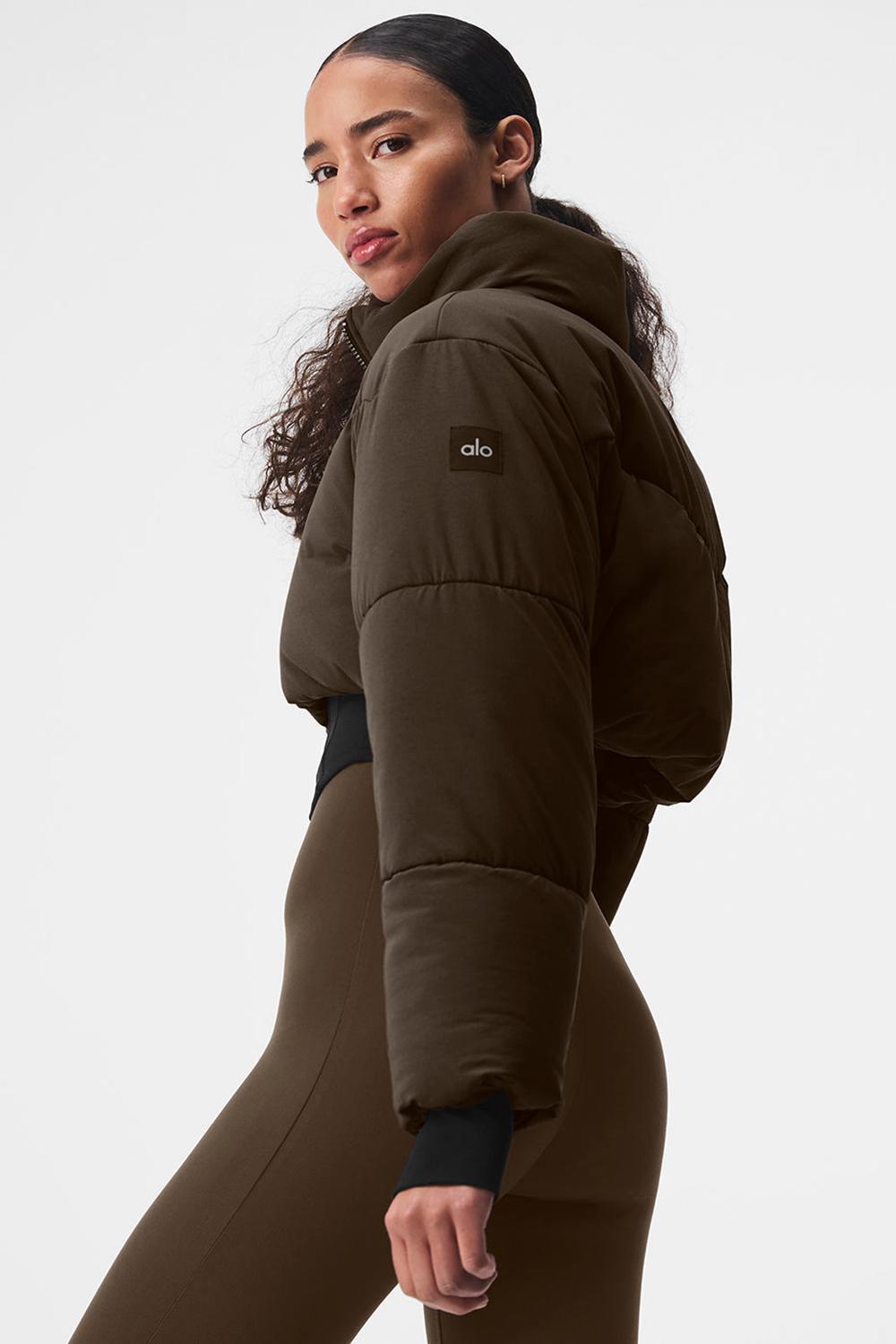 Espresso / Black Women Alo Yoga Main Act Corset Puffer Jacket | Australia  71230-GBDK