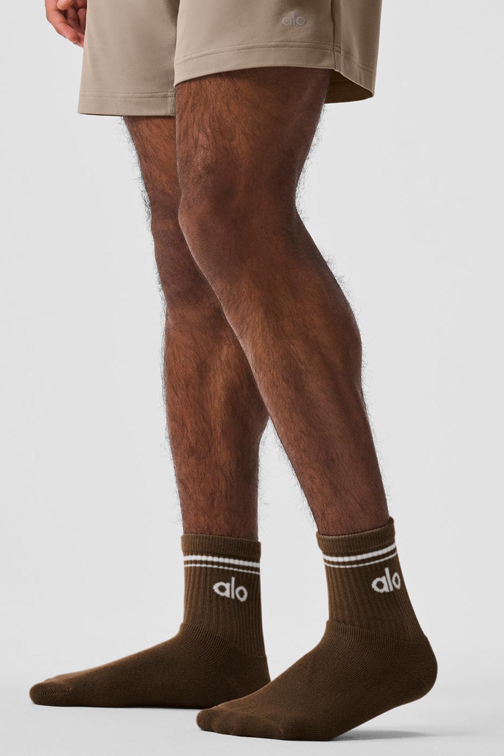 Espresso / White Women Alo Yoga Unisex Half-Crew Throwback Sock | Australia  52731-PNOV
