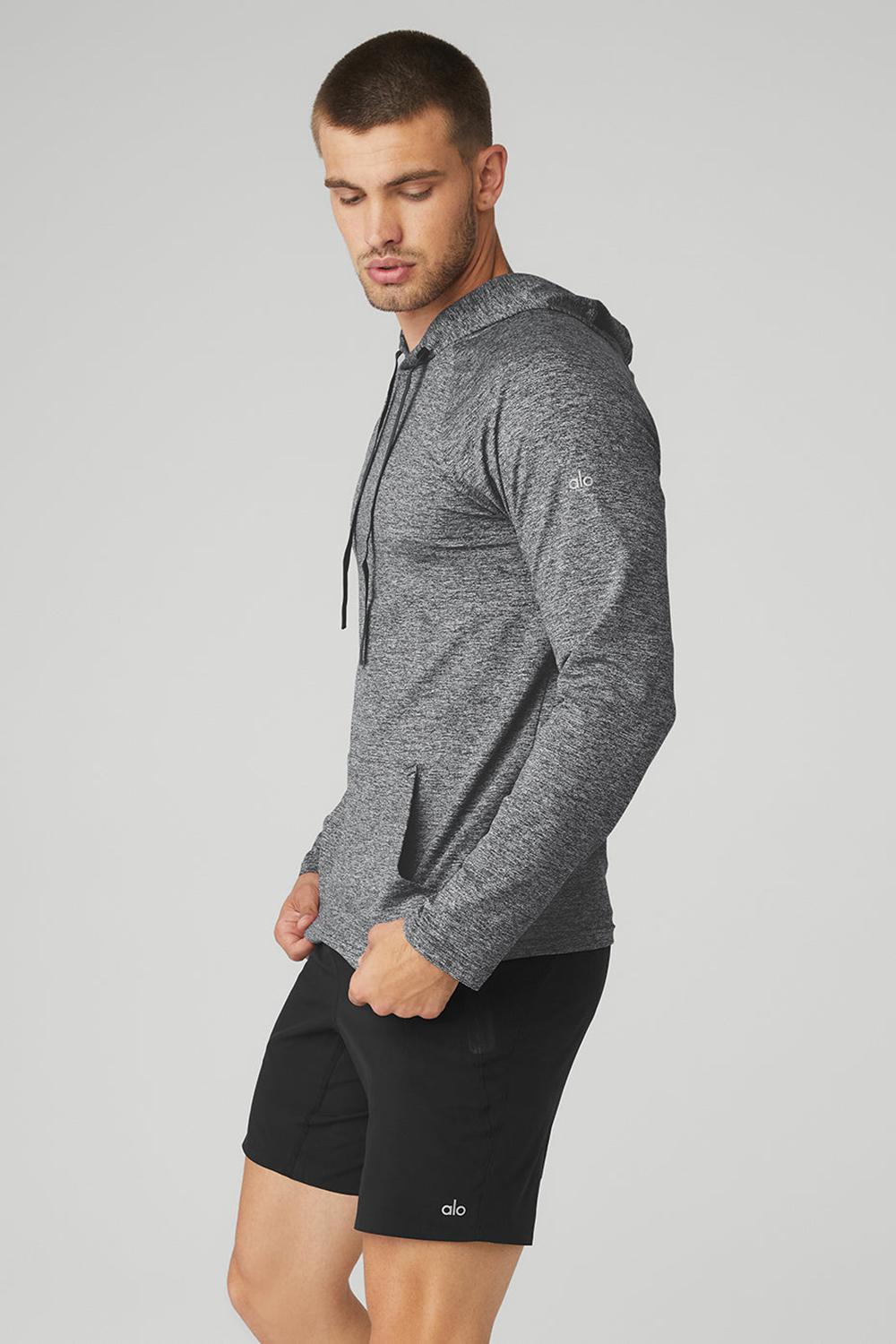 Graphite Marl Men Alo Yoga Conquer Hoodie | Australia  83240-CIYP