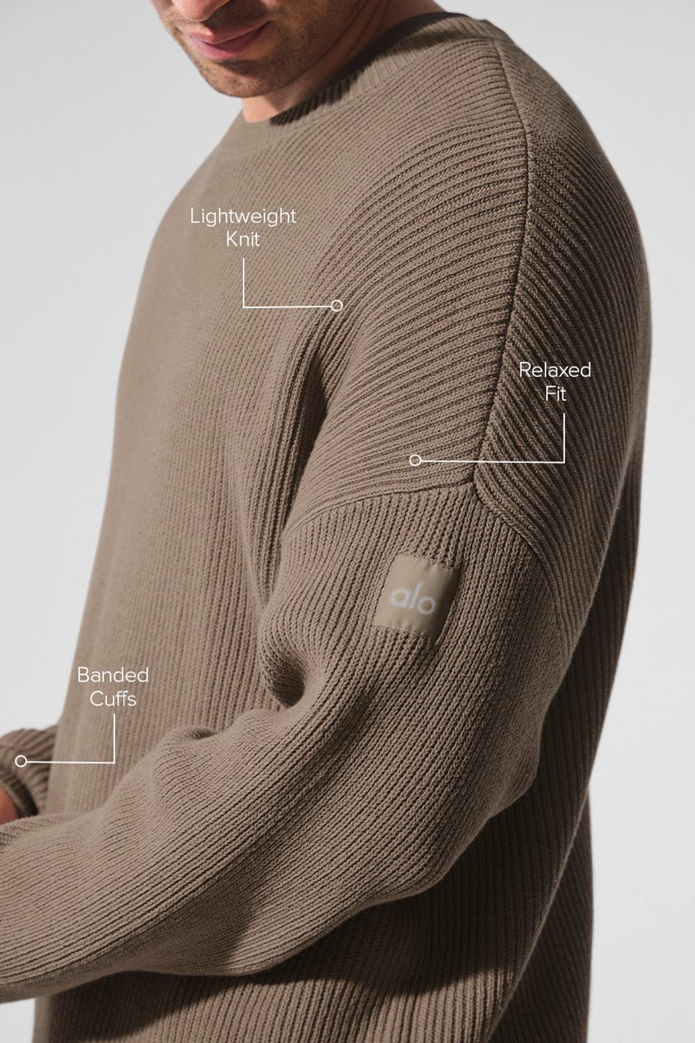 Gravel Men Alo Yoga Domain Rib Knit Crew Sweater | Australia  72041-WPJU