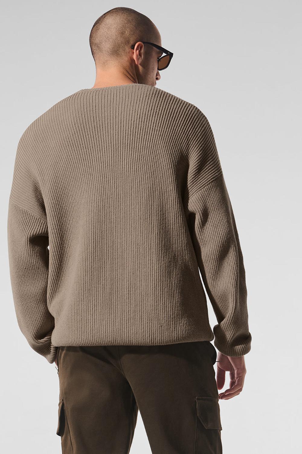 Gravel Men Alo Yoga Domain Rib Knit Crew Sweater | Australia  72041-WPJU
