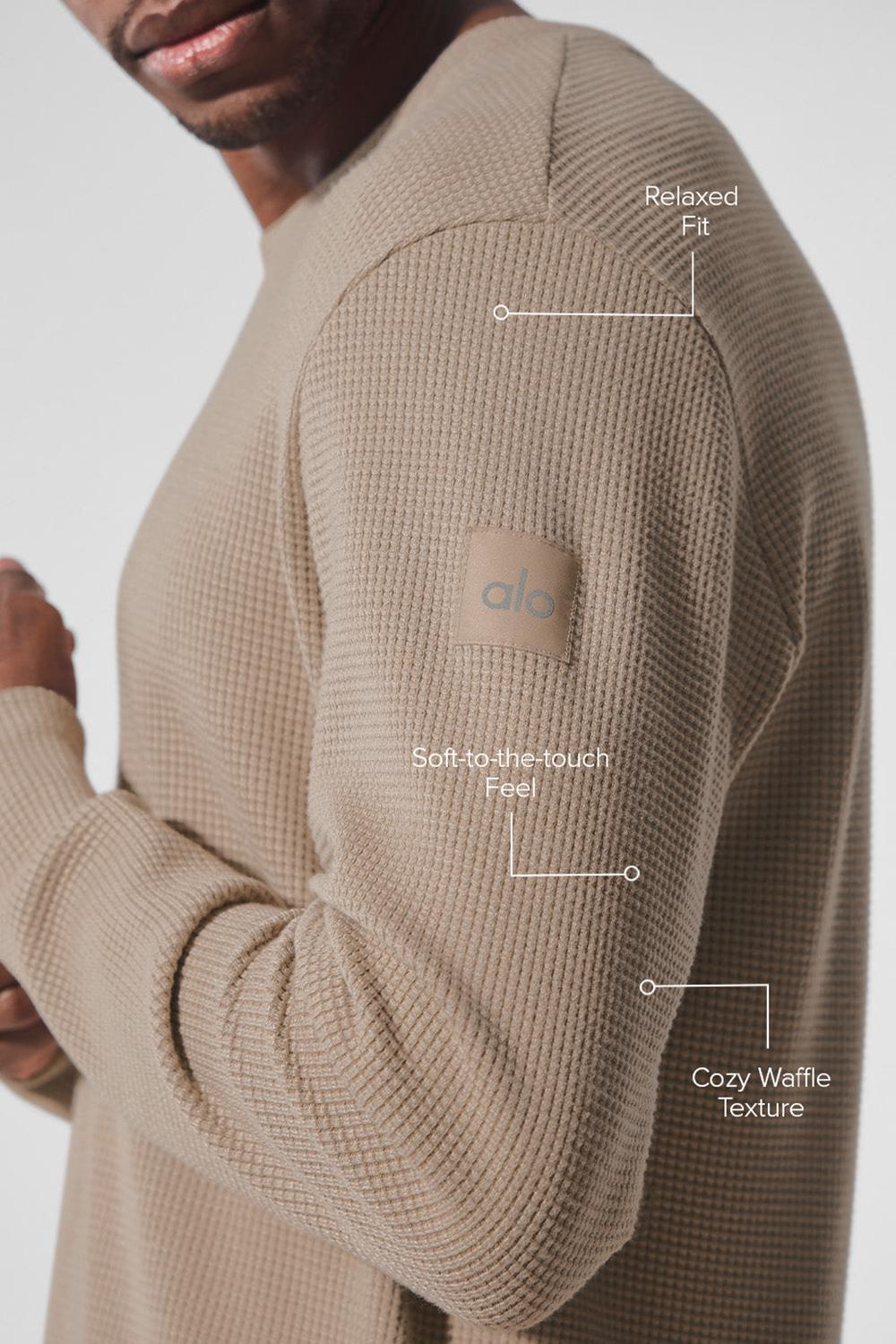 Gravel Men Alo Yoga Elevate Waffle Crew Long Sleeve | Australia  40183-EPBW