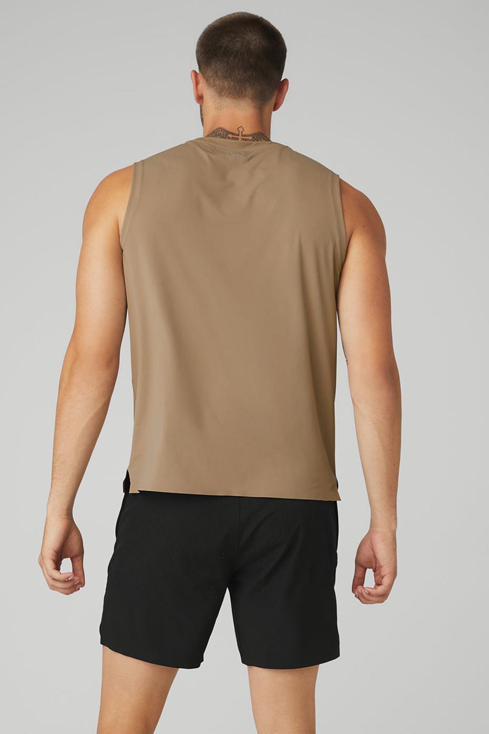 Gravel Men Alo Yoga Idol Performance Tank | Australia  84091-FJDP