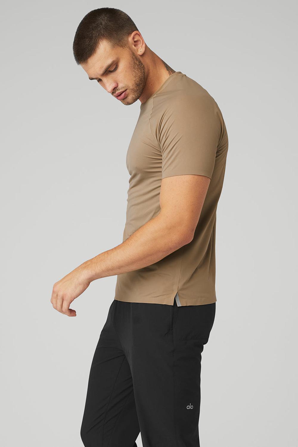 Gravel Men Alo Yoga Idol Performance Tee | Australia  30985-OYLG