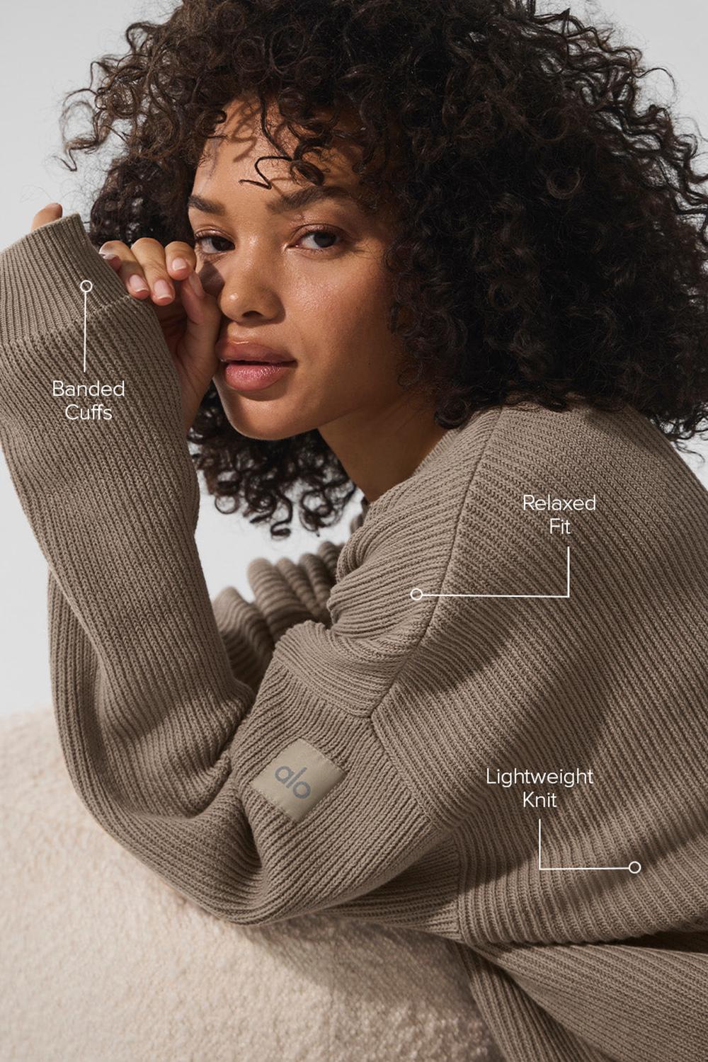 Gravel Women Alo Yoga Domain Rib Knit Crew Sweater | Australia  98752-MYBD