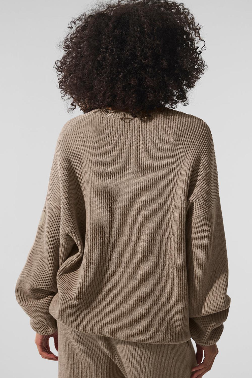 Gravel Women Alo Yoga Domain Rib Knit Crew Sweater | Australia  98752-MYBD