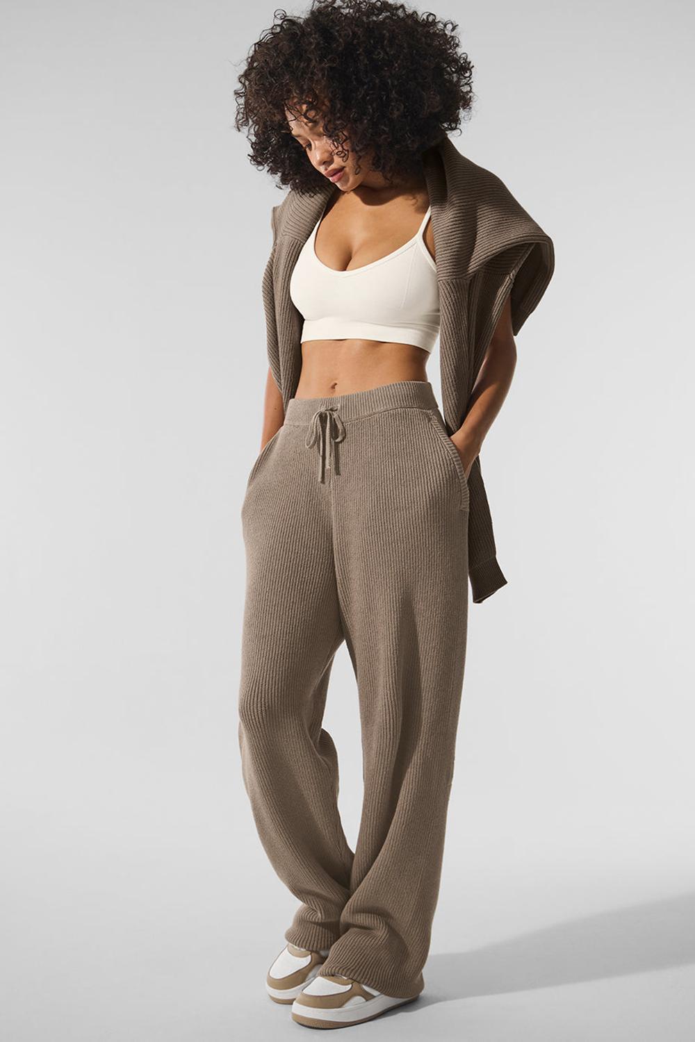 Gravel Women Alo Yoga Domain Rib Knit Crew Sweater | Australia  98752-MYBD