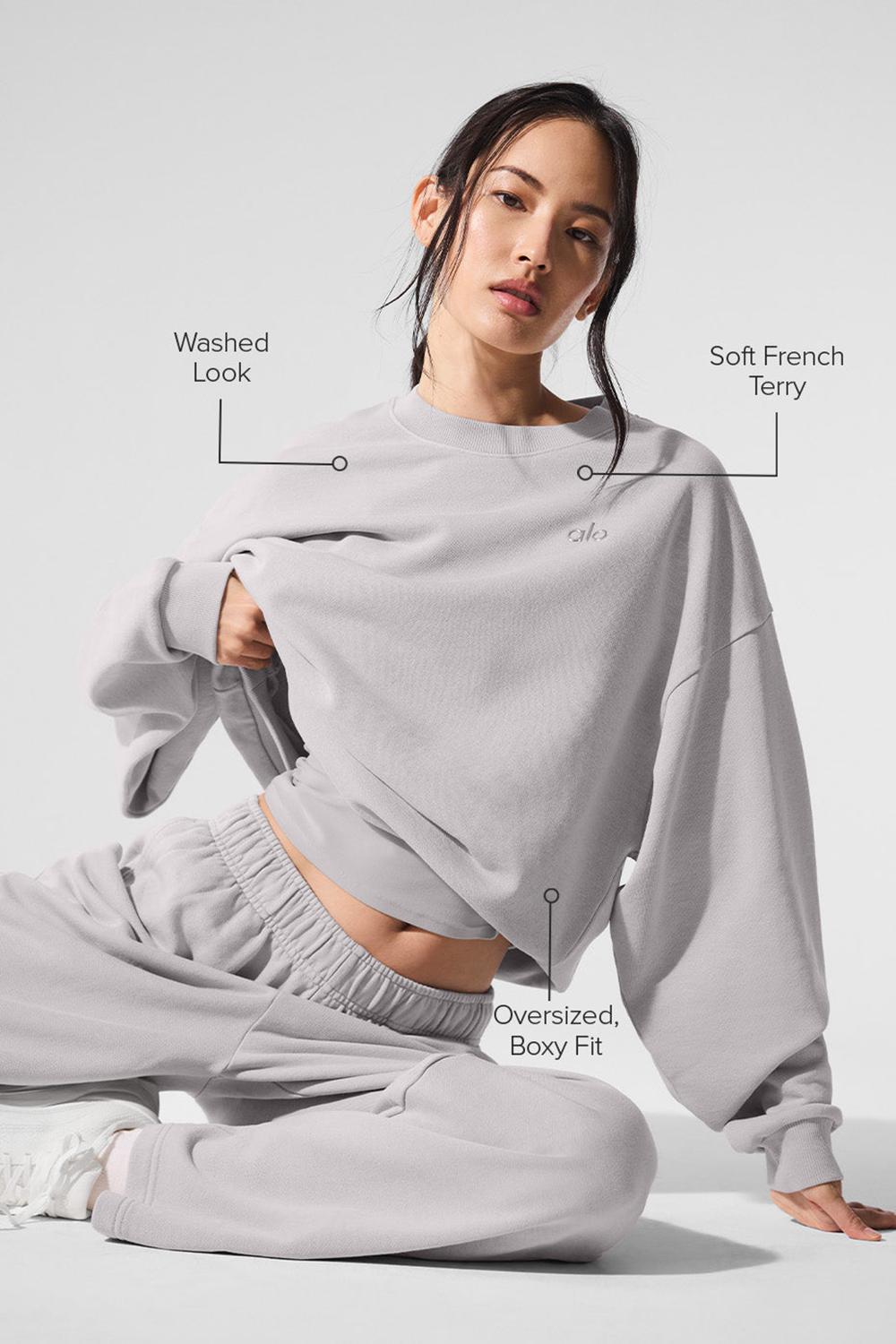 Grey Sky Wash Women Alo Yoga Washed Accolade Crew Neck Pullover | Australia  81346-KJZL