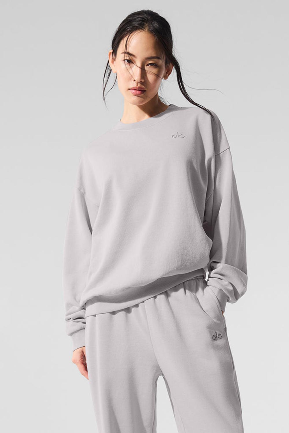Grey Sky Wash Women Alo Yoga Washed Accolade Crew Neck Pullover | Australia  81346-KJZL
