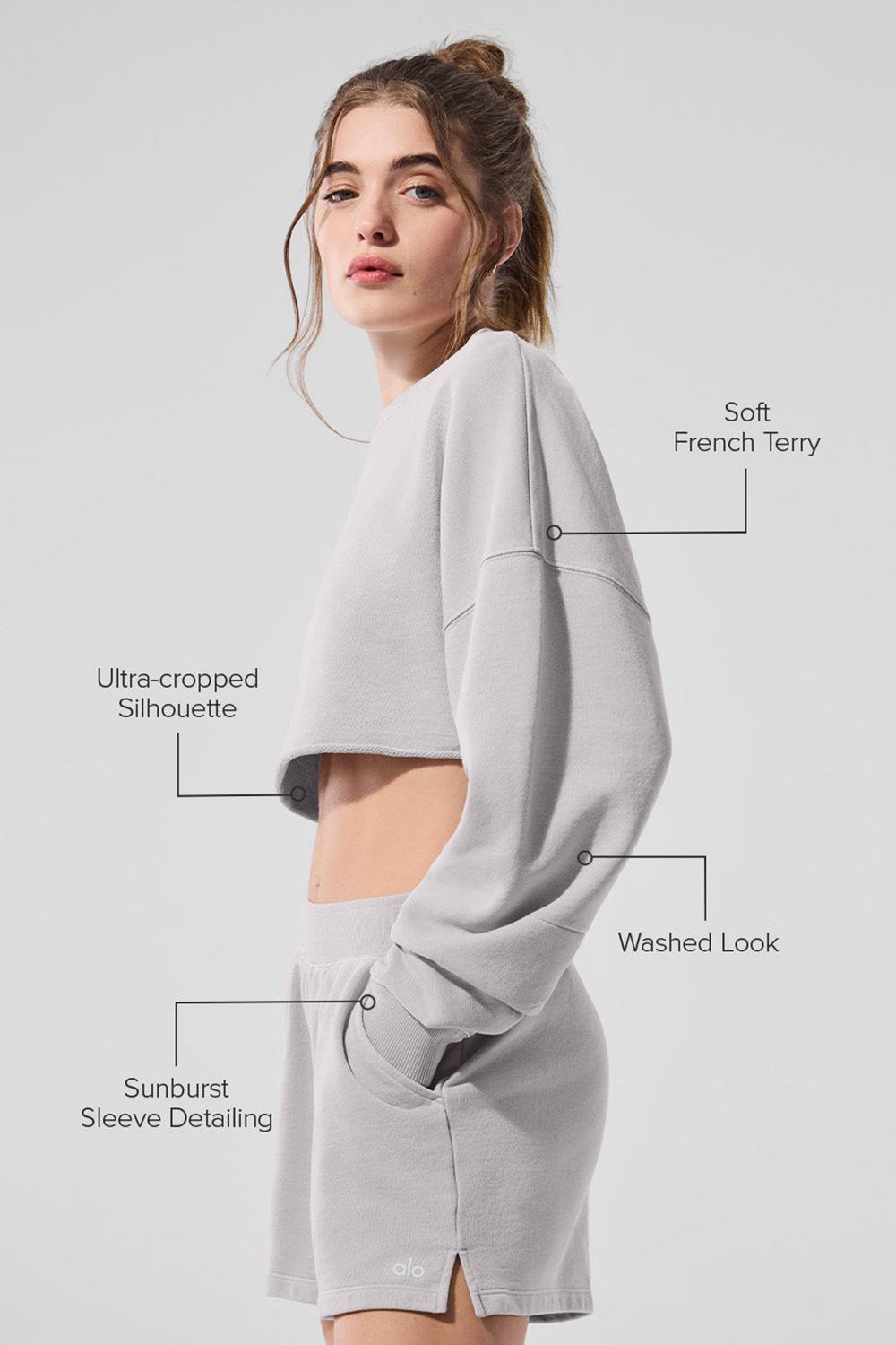 Grey Sky Wash Women Alo Yoga Washed Extreme Cropped Pullover | Australia  68037-CZHR
