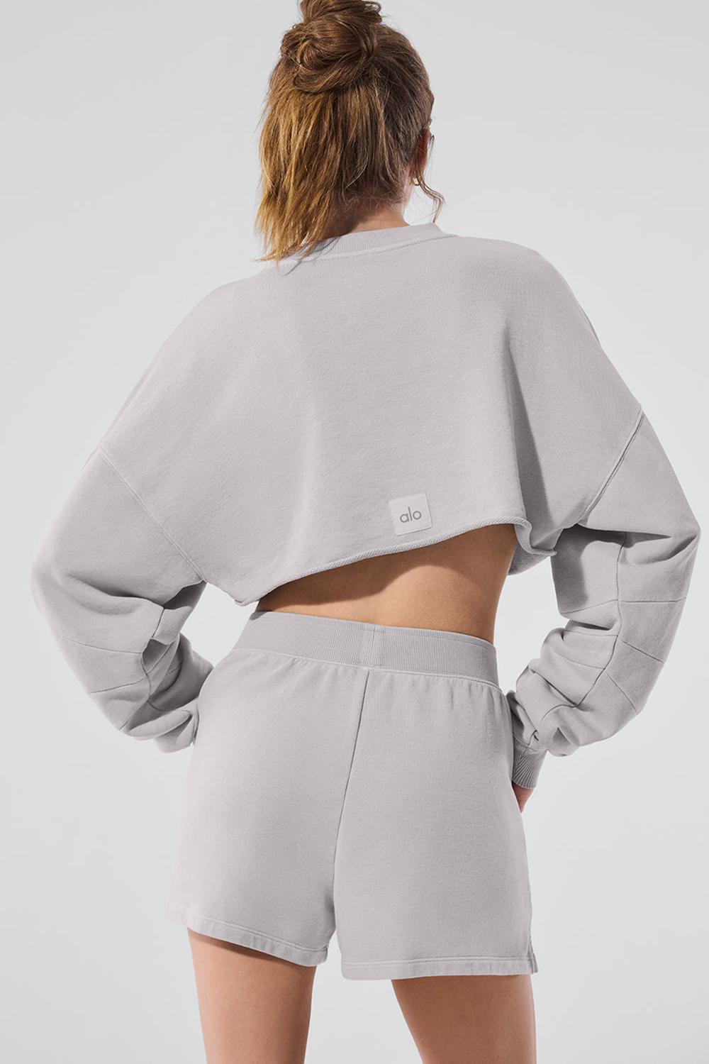 Grey Sky Wash Women Alo Yoga Washed Extreme Cropped Pullover | Australia  68037-CZHR