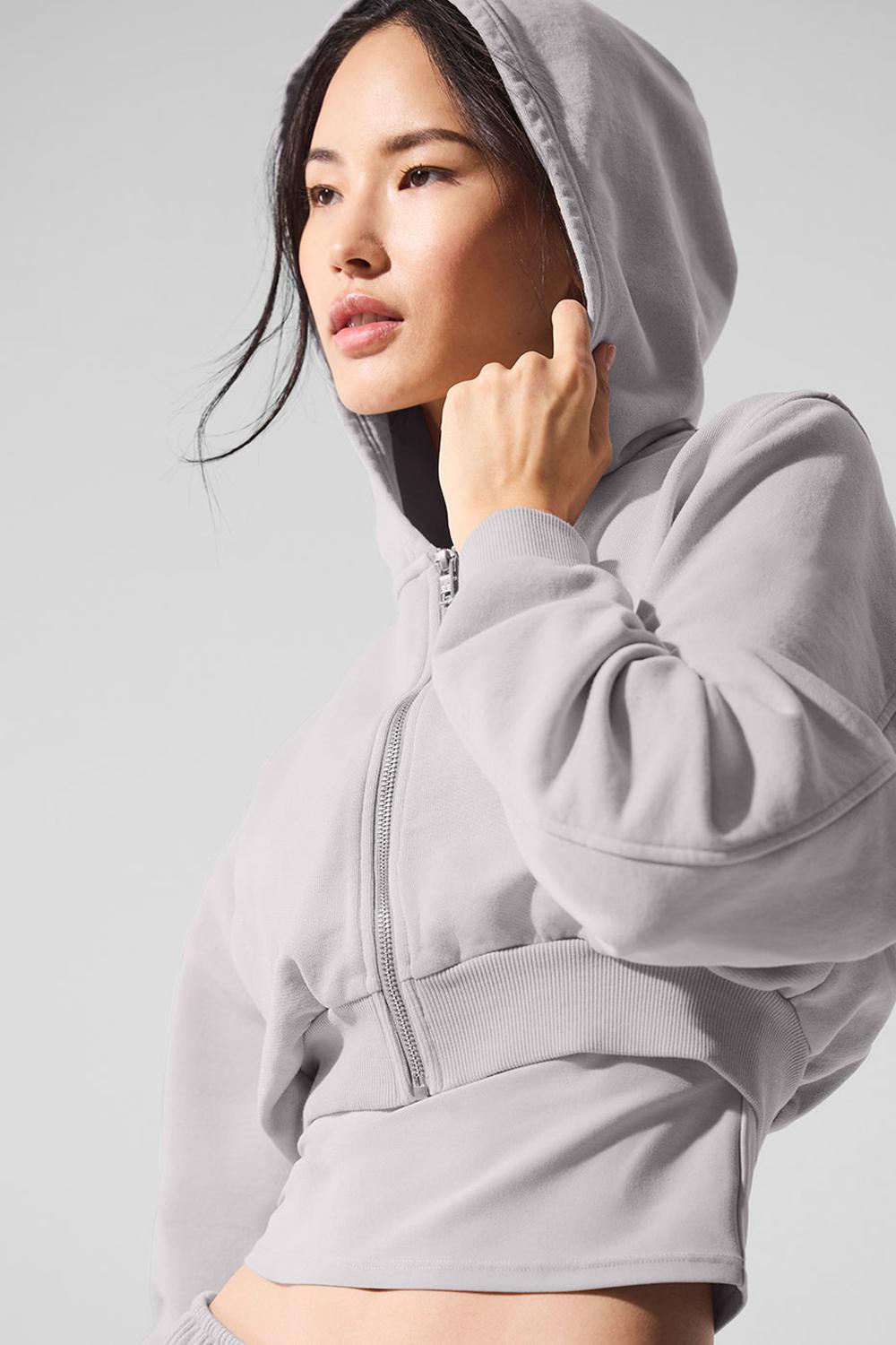 Grey Sky Wash Women Alo Yoga Washed Sweet Escape Zip Up Hoodie | Australia  91578-XYSF