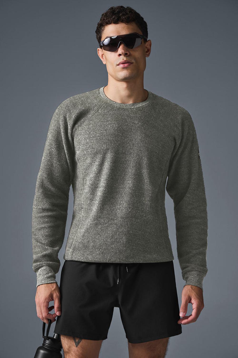 Grey Triblend Men Alo Yoga Relaxed Crew Neck Sweatshirt | Australia  48759-TRKJ