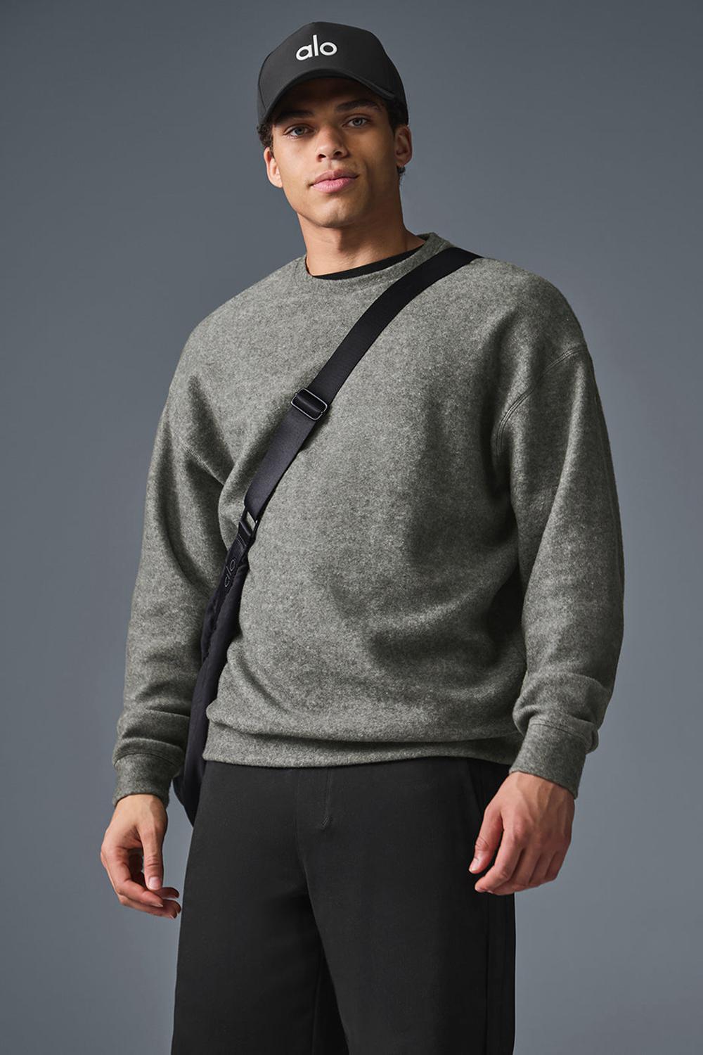 Grey Triblend Men Alo Yoga Triumph Restore Crew Neck Sweatshirt | Australia  10245-XGMU