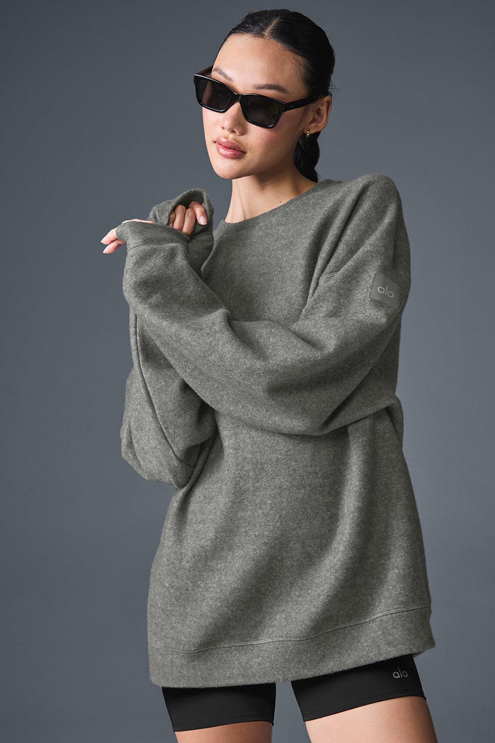 Grey Triblend Women Alo Yoga Triumph Restore Crew Neck Sweatshirt | Australia  64019-LVCQ