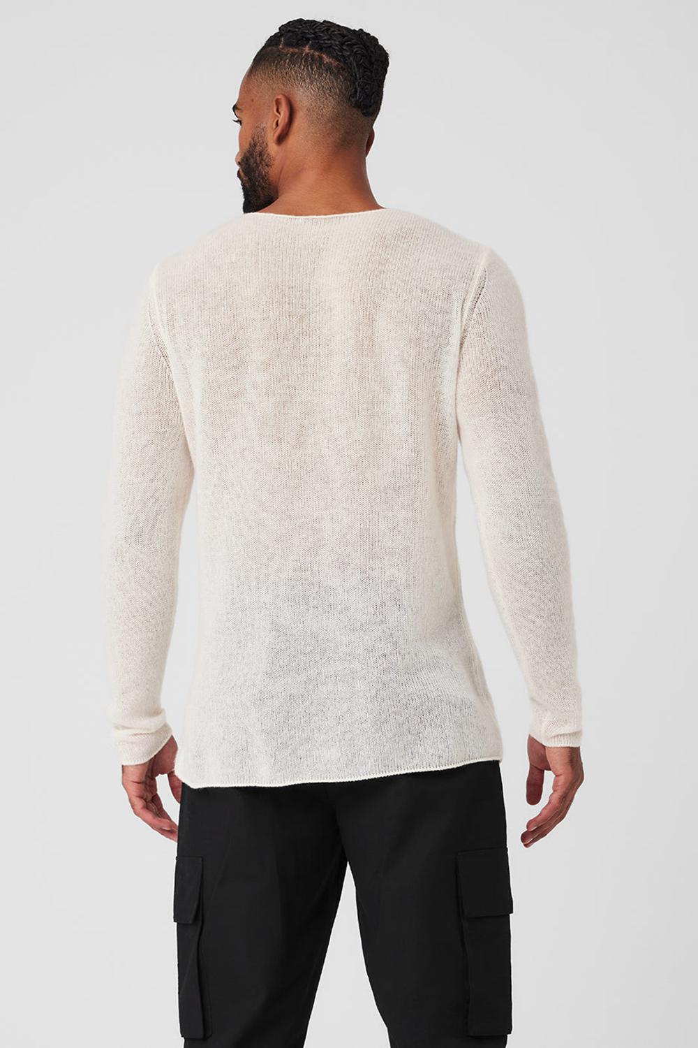 Ivory Men Alo Yoga Cashmere Reform Long Sleeve | Australia  98402-MIUB