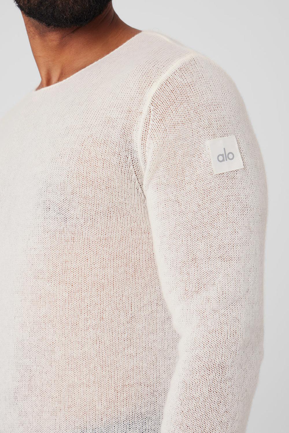 Ivory Men Alo Yoga Cashmere Reform Long Sleeve | Australia  98402-MIUB