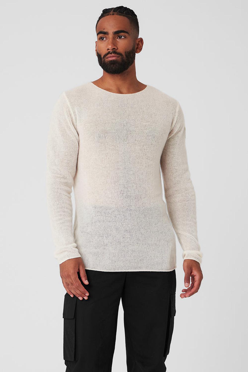 Ivory Men Alo Yoga Cashmere Reform Long Sleeve | Australia  98402-MIUB