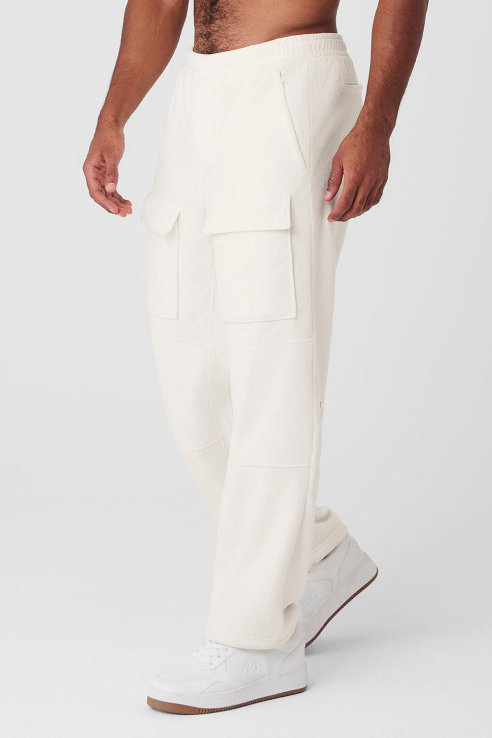 Ivory Men Alo Yoga Polar Fleece Ridge Cargos Pant | Australia  70359-WPTU