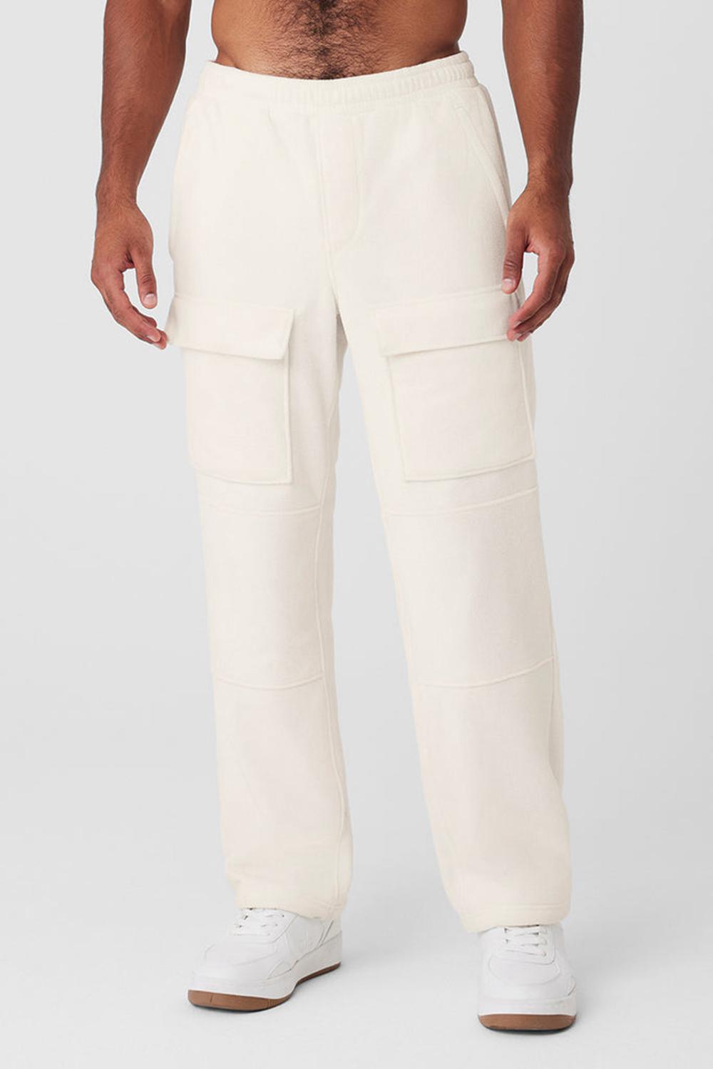 Ivory Men Alo Yoga Polar Fleece Ridge Cargos Pant | Australia  70359-WPTU
