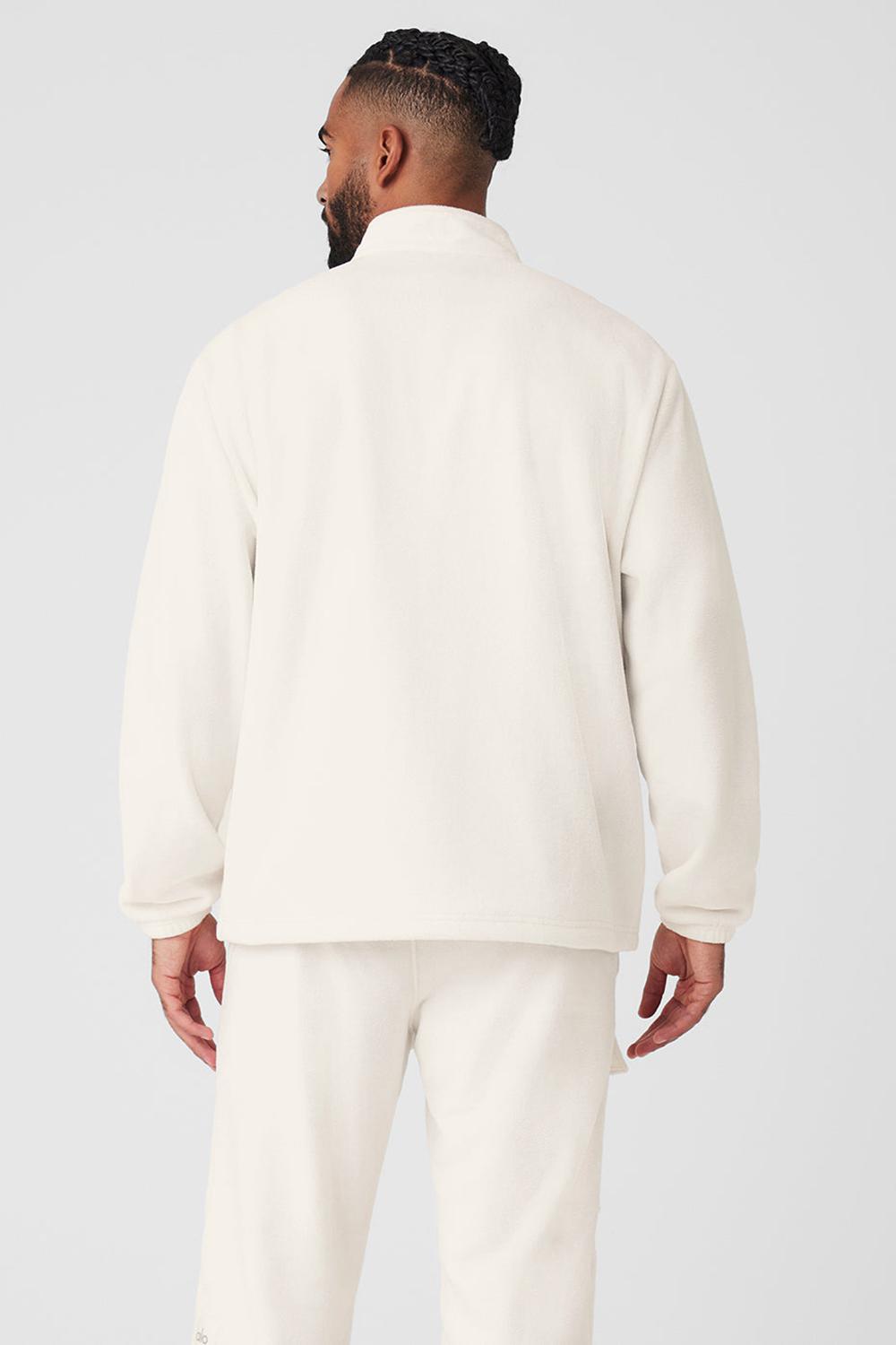 Ivory Men Alo Yoga Polar Fleece Ridge Full Zip Jacket | Australia  60715-SMWU