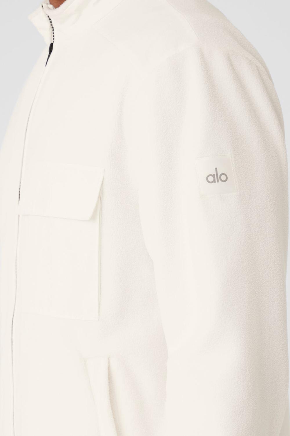 Ivory Men Alo Yoga Polar Fleece Ridge Full Zip Jacket | Australia  60715-SMWU