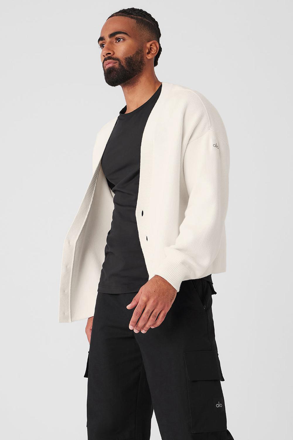 Ivory Men Alo Yoga Scholar Cardigan Sweater | Australia  74218-UQKG