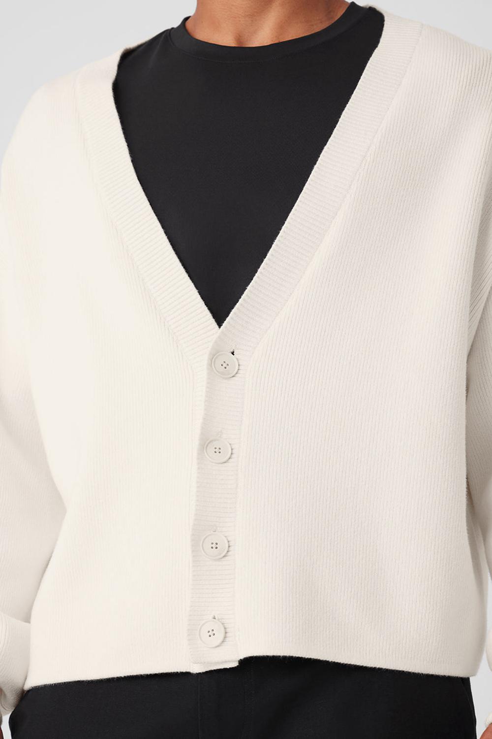 Ivory Men Alo Yoga Scholar Cardigan Sweater | Australia  74218-UQKG