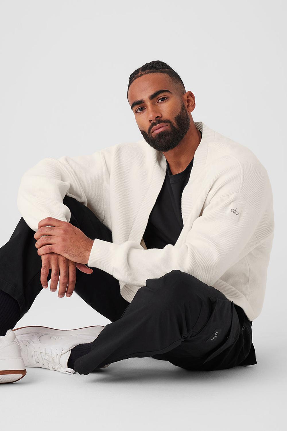 Ivory Men Alo Yoga Scholar Cardigan Sweater | Australia  74218-UQKG