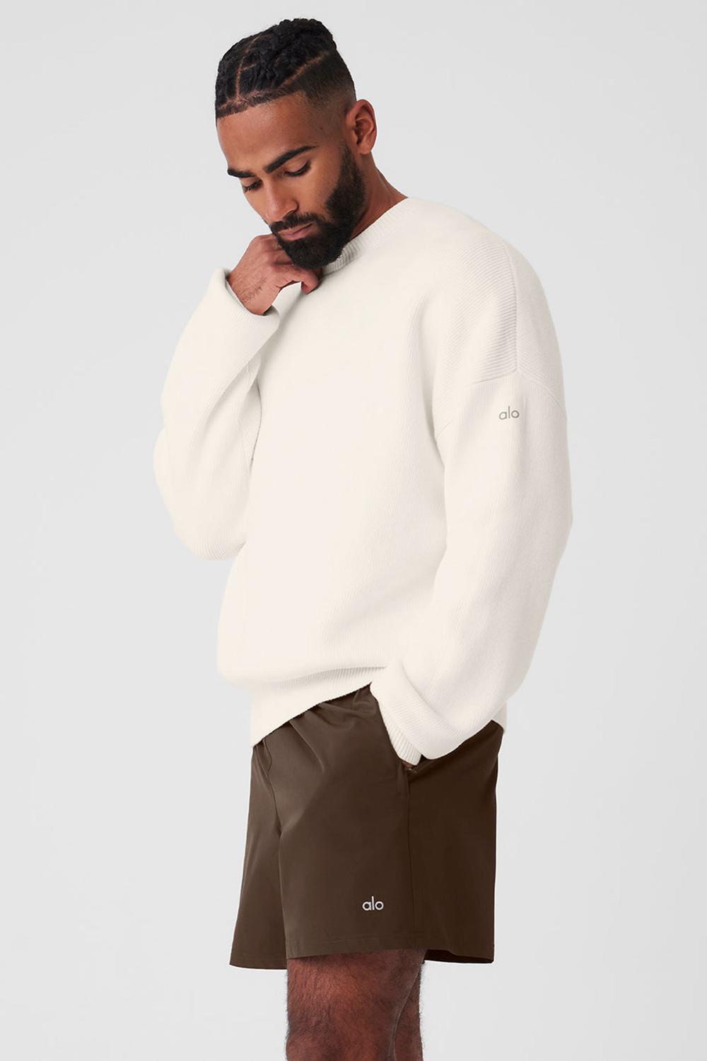 Ivory Men Alo Yoga Scholar Crew Neck Sweater | Australia  89735-ITWE
