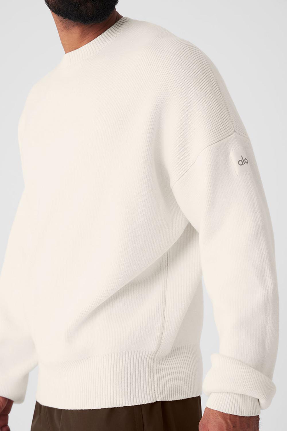 Ivory Men Alo Yoga Scholar Crew Neck Sweater | Australia  89735-ITWE
