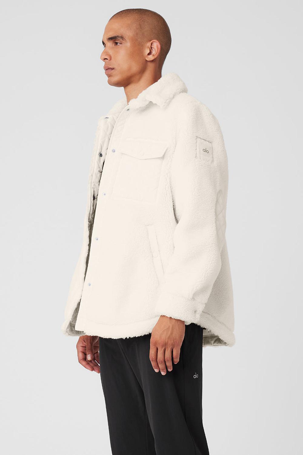Ivory Men Alo Yoga Sherpa Edge Shacket Jacket | Australia  89652-HVIP