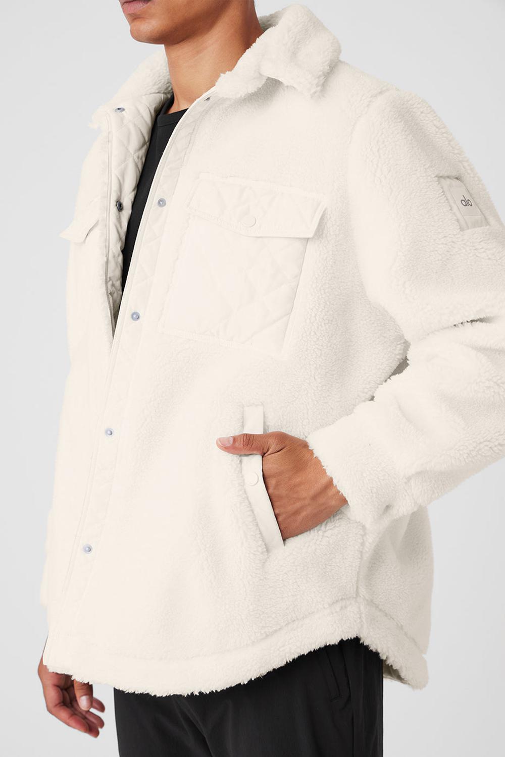 Ivory Men Alo Yoga Sherpa Edge Shacket Jacket | Australia  89652-HVIP