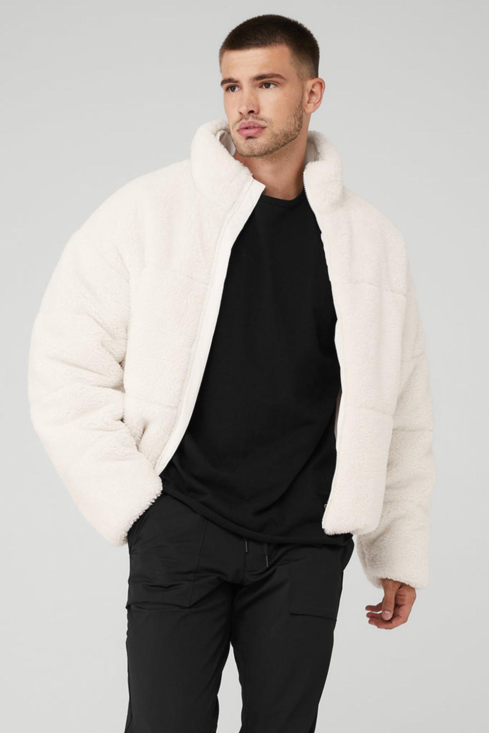 Ivory Men Alo Yoga Sherpa Stage Puffer Jacket | Australia  05287-BAQC