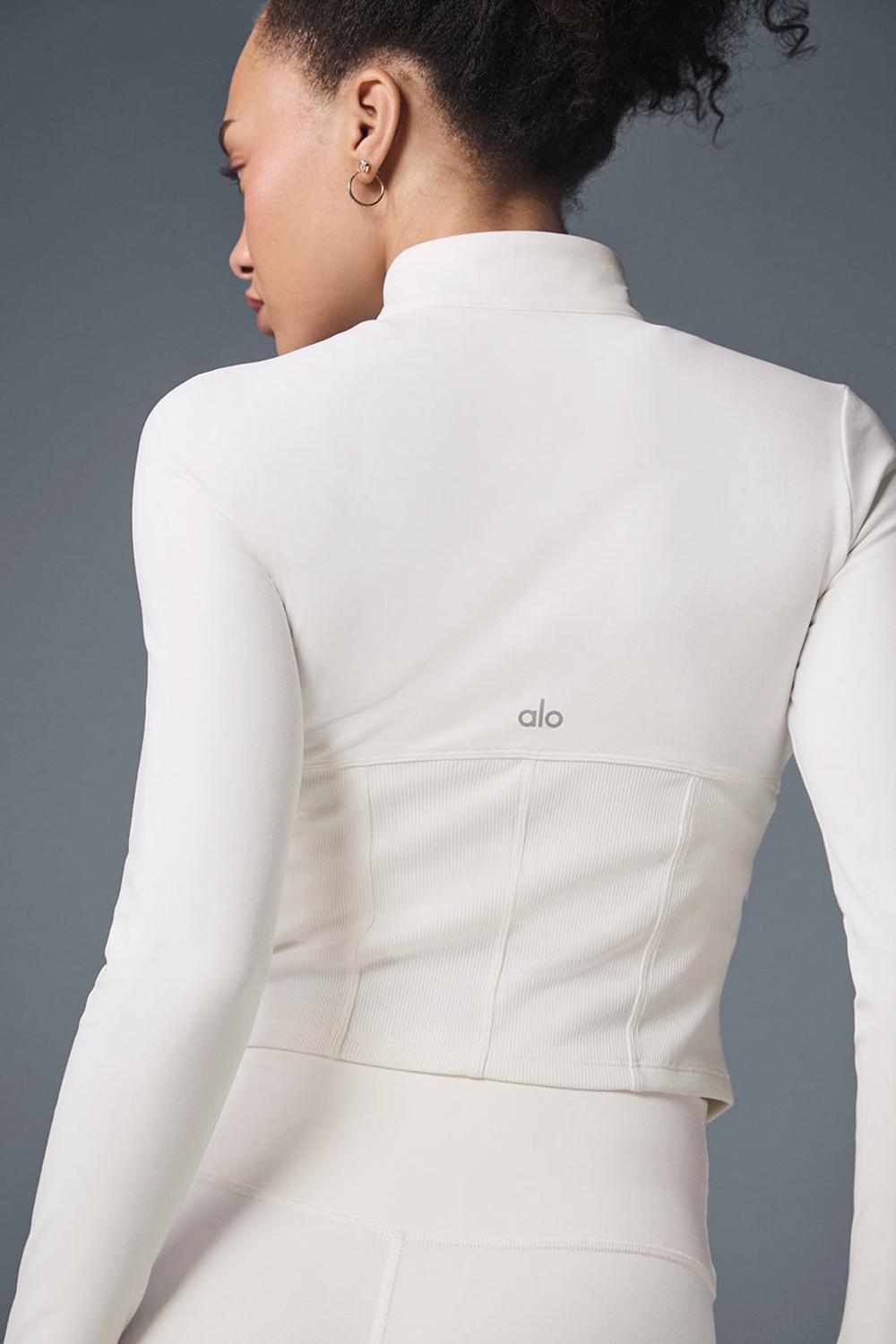 Ivory Women Alo Yoga Airbrush Corset Full Zip Jacket | Australia  19685-XIQG