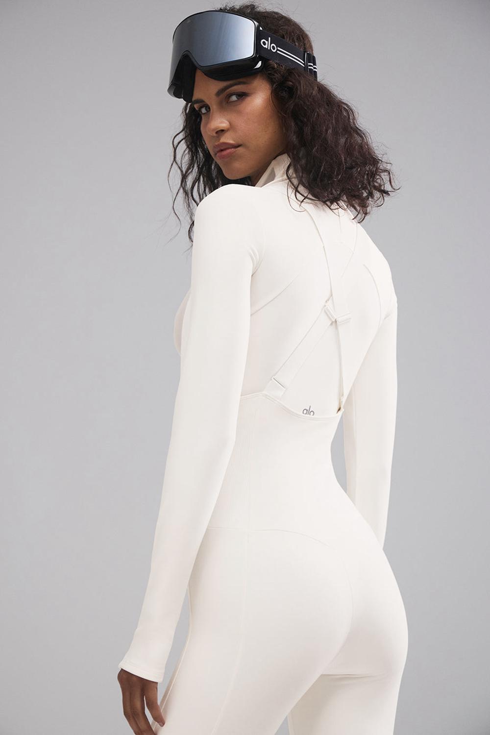 Ivory Women Alo Yoga Airlift Winter Warm Mesh Ski Time Long Sleeve | Australia  07468-HCXN
