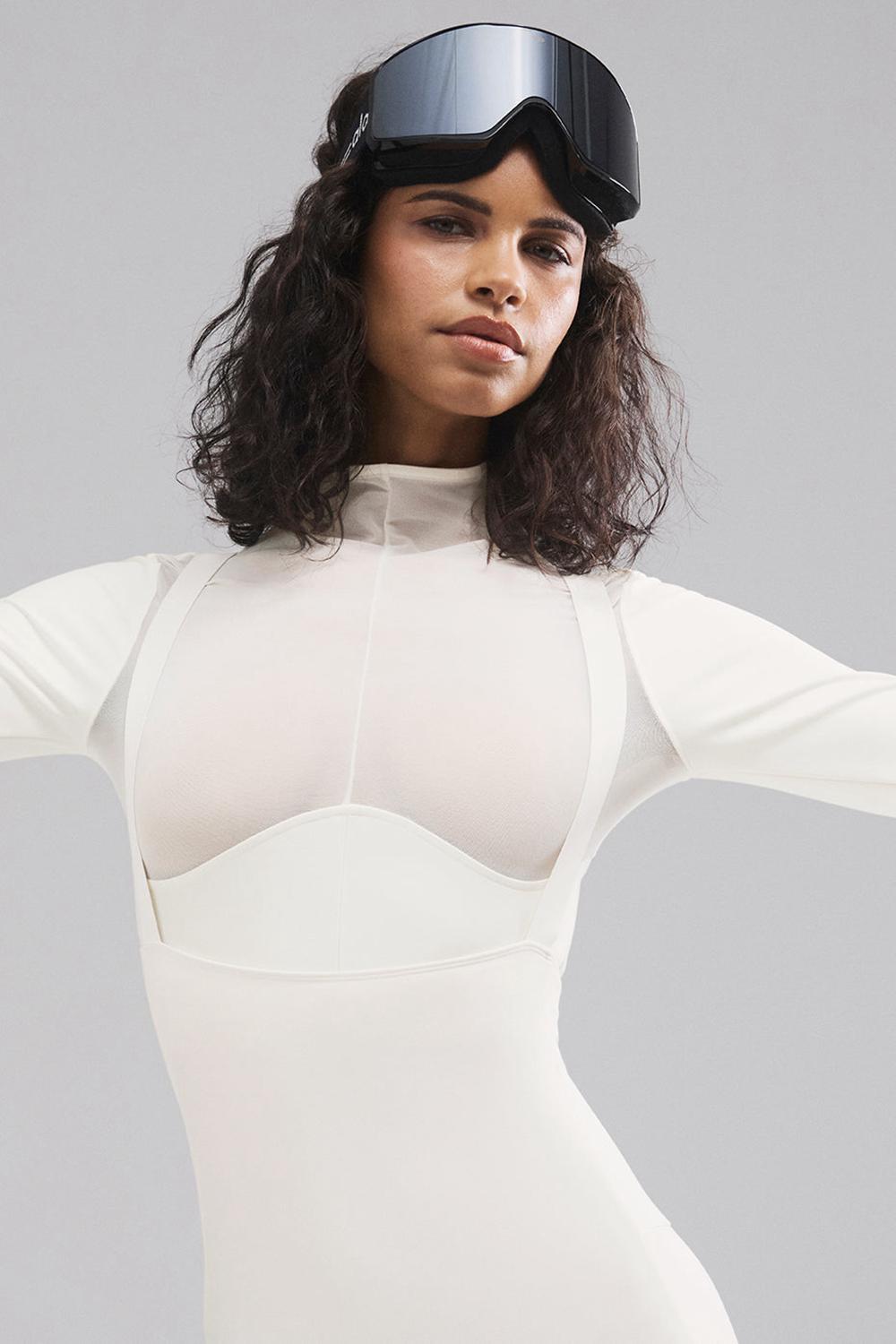 Ivory Women Alo Yoga Airlift Winter Warm Mesh Ski Time Long Sleeve | Australia  07468-HCXN