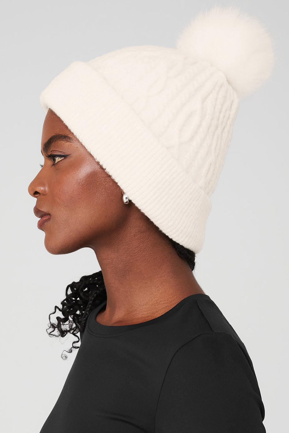 Ivory Women Alo Yoga Cable Knit Beanie | Australia  96234-WFTA