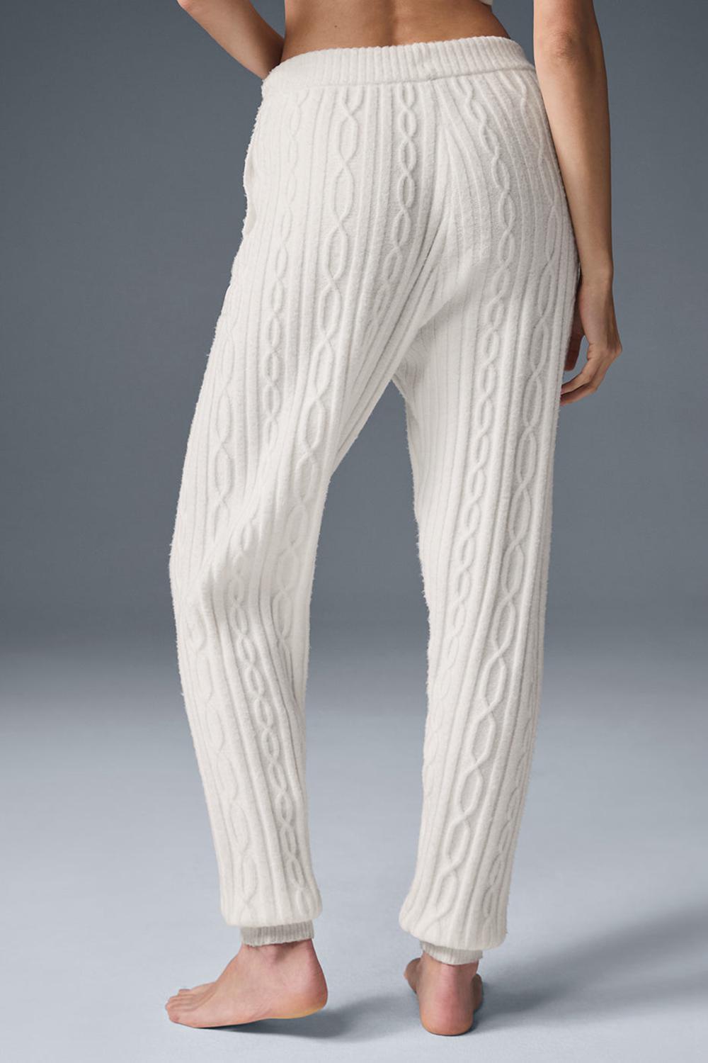 Ivory Women Alo Yoga Cable Knit Winter Bliss Pant | Australia  01465-ZVJR
