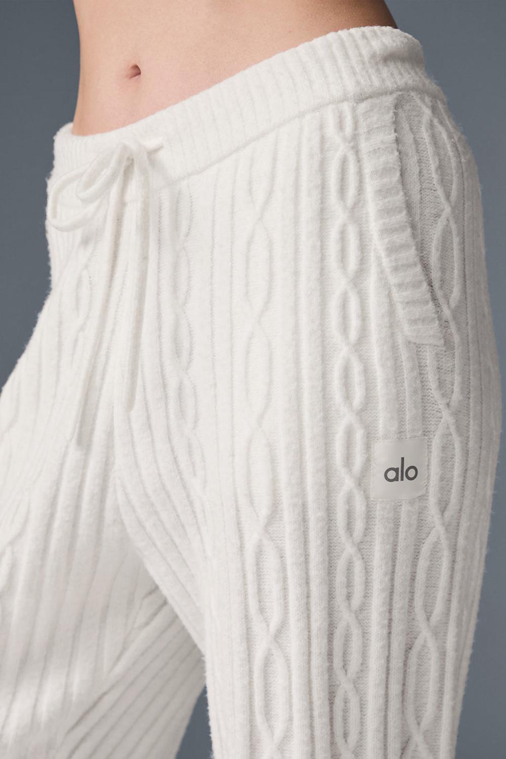 Ivory Women Alo Yoga Cable Knit Winter Bliss Pant | Australia  01465-ZVJR