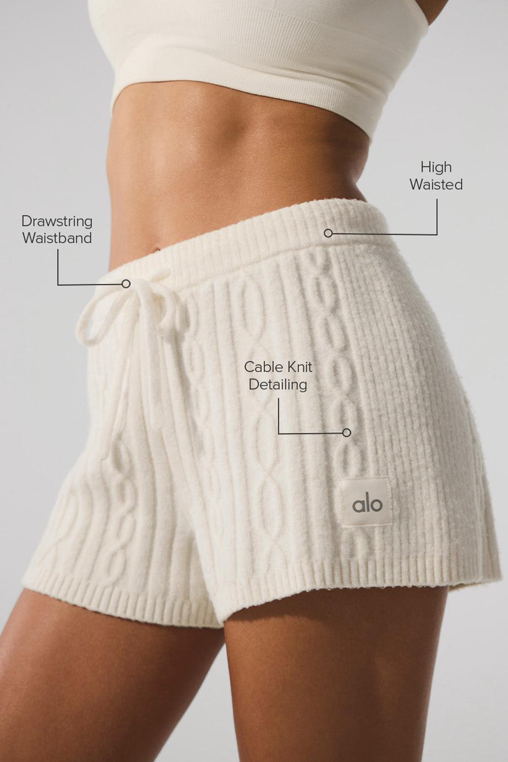 Ivory Women Alo Yoga Cable Knit Winter Bliss Short | Australia  41268-XNYI