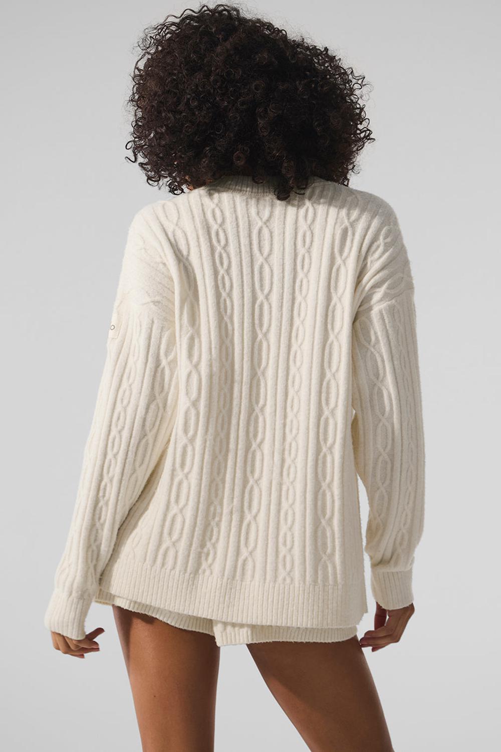Ivory Women Alo Yoga Cable Knit Winter Bliss Cardigan | Australia  31785-MRNQ