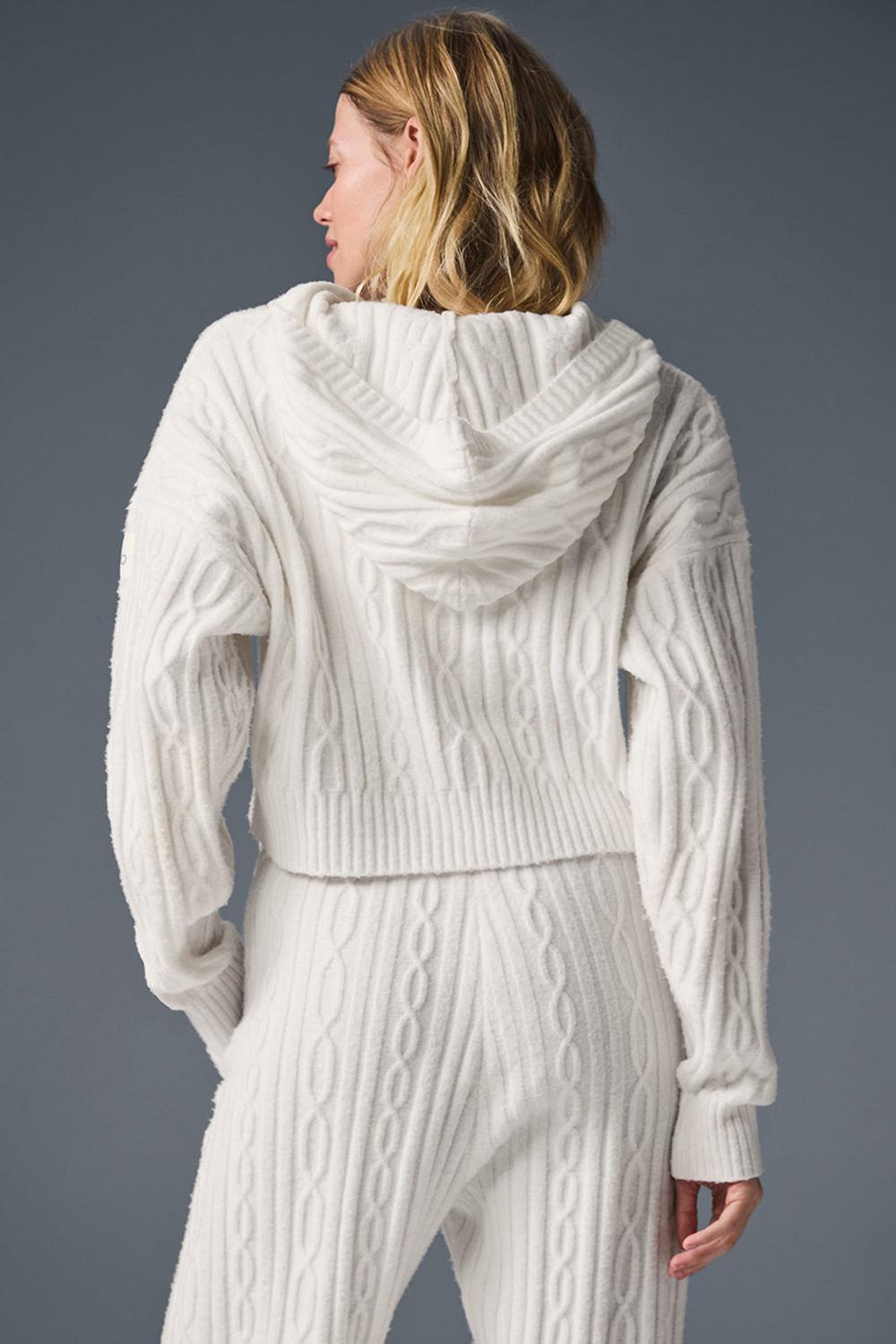 Ivory Women Alo Yoga Cable Knit Winter Bliss Hoodie | Australia  07981-TSCX