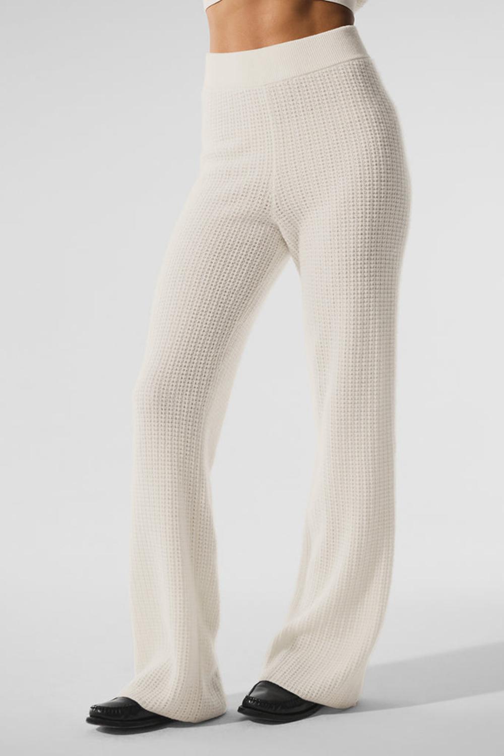 Ivory Women Alo Yoga Cashmere High-Waist Plush Waffle Pant | Australia  18620-HYZN