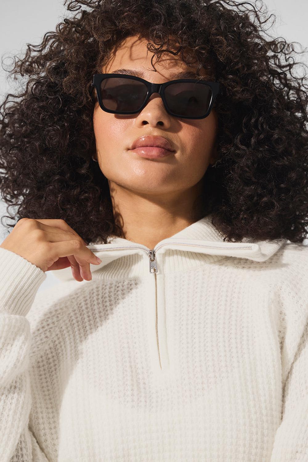 Ivory Women Alo Yoga Cashmere Plush Waffle 1/4 Zip Pullover | Australia  70429-TPBO