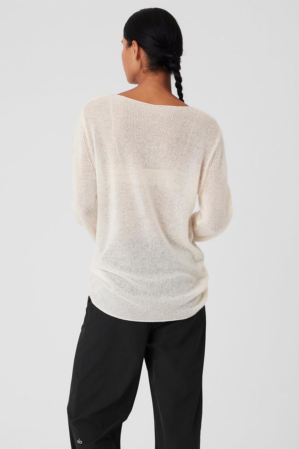 Ivory Women Alo Yoga Cashmere Reform Long Sleeve | Australia  73826-PIJN