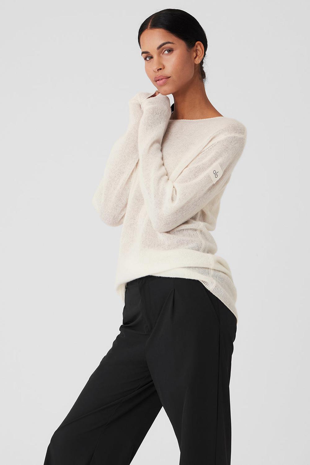 Ivory Women Alo Yoga Cashmere Reform Long Sleeve | Australia  73826-PIJN