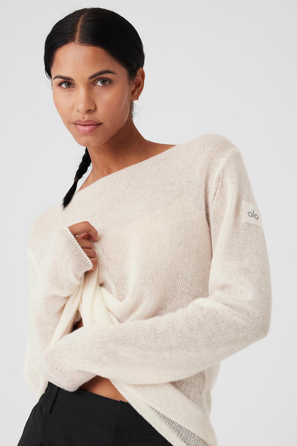 Ivory Women Alo Yoga Cashmere Reform Long Sleeve | Australia  73826-PIJN
