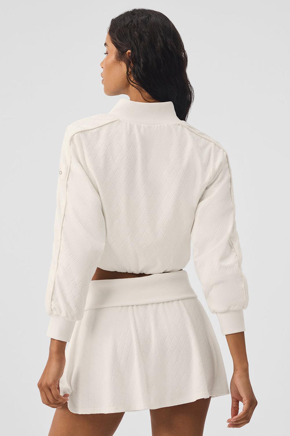 Ivory Women Alo Yoga Cropped Doubles Only Full Zip Jacket | Australia  01926-GHQA