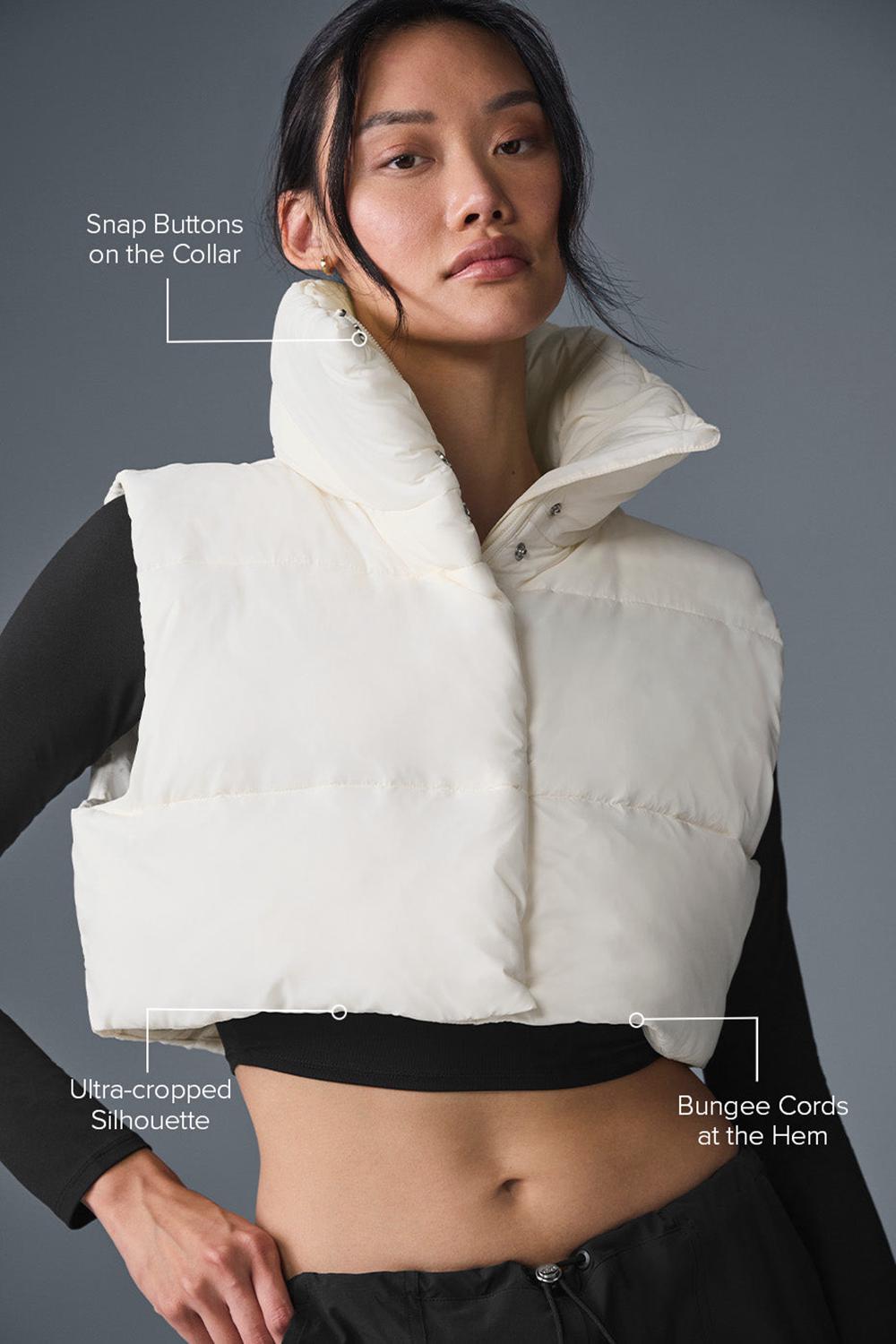 Ivory Women Alo Yoga Cropped Gold Rush Puffer Vest | Australia  69310-SEHF